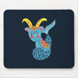 Blue Capricorn Illustration Mouse Pad Blue Capricorn Illustration Printed Mouse Pad by Haidi Shabrina