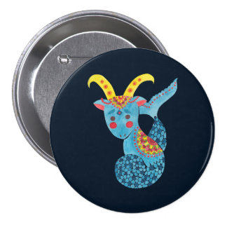 Blue Capricorn Illustration Pinback Button Blue Capricorn Illustration Printed on Pinback Buttonby Haidi Shabrina