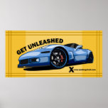 Blue Car on Orange Print