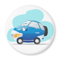 Blue car refrigerator magnet