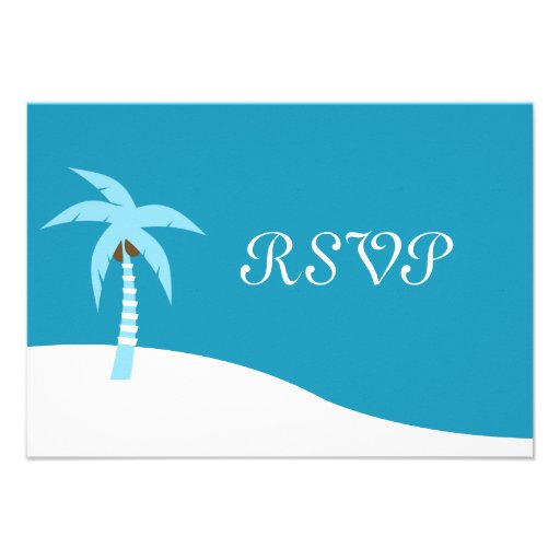 Blue Caribbean Palm Tree RSVP Card Personalized Announcements