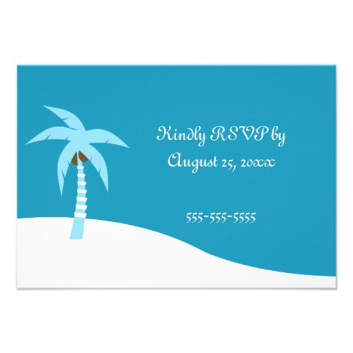 Blue Caribbean Palm Tree RSVP Card Personalized Announcements