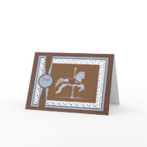 Blue Carousel Horse Thank You Card