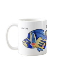 Blue Cartoon Butterfly Fish Mug