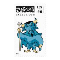 Blue Cartoon Devil Stamp