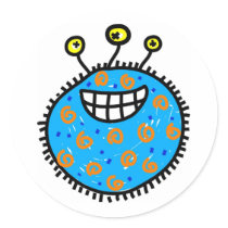Blue Cartoon Germ stickers by prawny Blue Cartoon Germ stickers