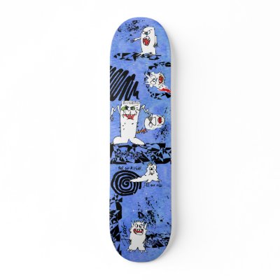 Blue Cartoon Monsters Custom Skateboard by monsterzoo