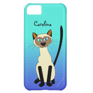 Blue Cartoon Siamese Cat Custom Name iphone 5 Case