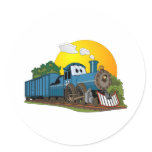 Blue Cartoon Steam Engine Sticker