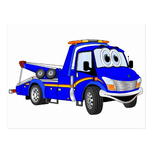 Blue Cartoon Tow Truck Postcard | Zazzle