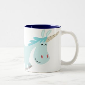 Blue Cartoon Unicorn mug mug
