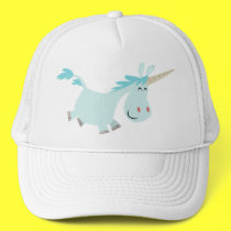 Blue Cartoon Unicorn  trucker cap hats