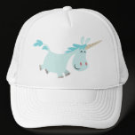 Blue Cartoon Unicorn  trucker cap Mesh Hats