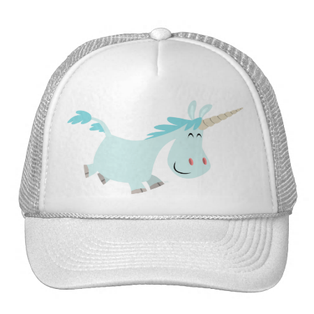 Blue Cartoon Unicorn  trucker cap Trucker Hat