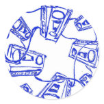 Blue "Cassette Tape Unwound" By Levi G. stickers