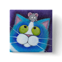 Blue Cat and Mouse Button