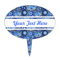 Blue Cat Pattern cake picks