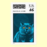 Blue cat stamp