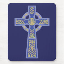 Blue Celtic Cross Computer Mousepad