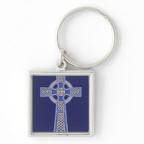 Blue Celtic Cross Keychain