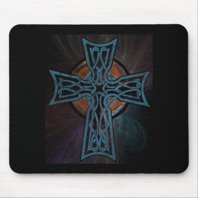 Blue celtic cross mouse mat by Stotty