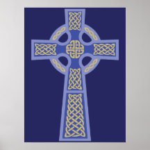 Blue Celtic Cross Poster