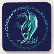 Blue Celtic Dragon Beverage Coasters