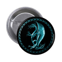 Blue Celtic Dragon Button