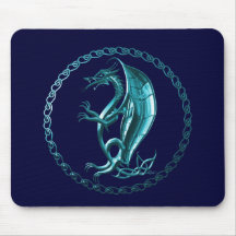 Blue Celtic Dragon Mouse Pads