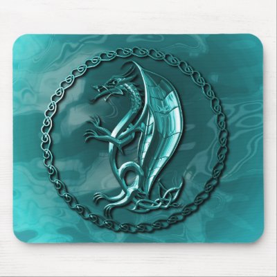 Blue Celtic Dragon Mousepad by packratgraphics