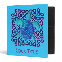 Blue Celtic Knot Turtle Customizable Binder