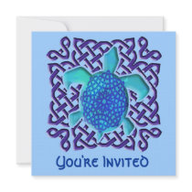 Blue Celtic Knot Turtle Invitations