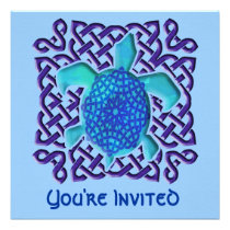 Blue Celtic Knot Turtle Invitations