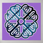 Blue Celtic Knotwork Flower Poster