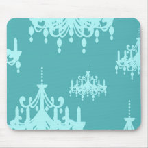 blue chadelier damask on aqua blue mouse pad