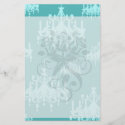 blue chadelier damask on aqua blue