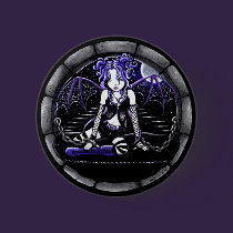 "Blue Chained" Gothic Fairy Art Pinback Button