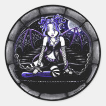 blue, chained, gothic, fish, net, moon, bat, wings, purple, fairy, faery, fae, faerie, faeries, pixie, big, eyed, fantasy, art, myka, jelina, mika, characters, Klistermærke med brugerdefineret grafisk design