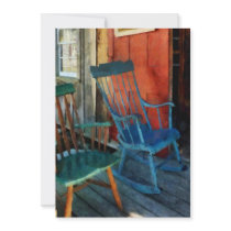 Blue Chair Against Red Door Invites