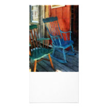 Blue Chair Against Red Door Photo Cards