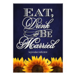 Blue Chalkdboard Sunflower Wedding Invitations