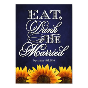 Blue Chalkdboard Sunflower Wedding Invitations 5