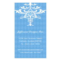 Blue Chandelier Checkered Business Cards