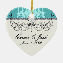 blue chandelier damask on blue aqua ornaments