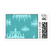 blue chandelier damask on blue aqua stamp