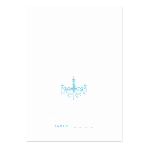 Blue Chandelier Folded Place Cards Business Card Template (front side)