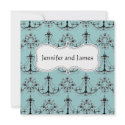 Blue Chandelier Save The Date Announcement invitation