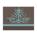 blue chandelier with chocolate background postcards