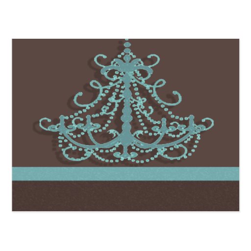 blue chandelier with chocolate background post card