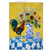 Blue Check Rooster Card by JessicaKolesar Blue Check Rooster Card